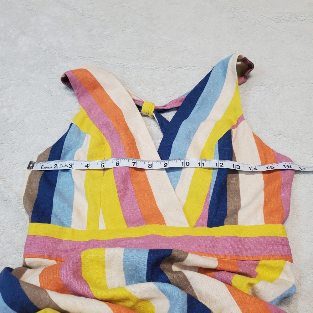 Gilli Rainbow Striped Halter Beach Sleeveless Linen Blend Maxi Dress Medium - Picture 8 of 10